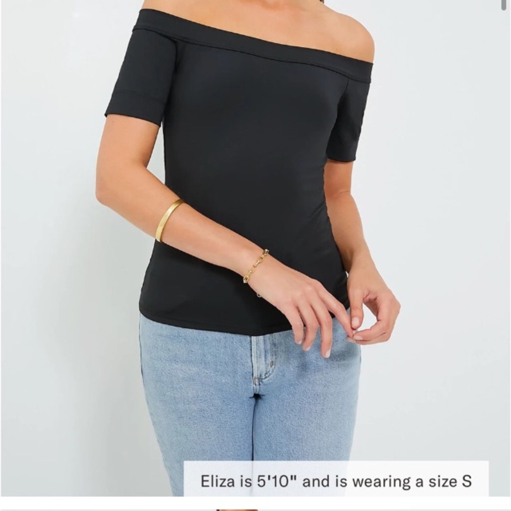NWOT Tuckernuck black short sleeve off shoulder top M